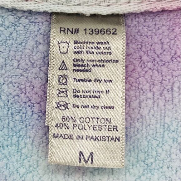 Baypointe Womens Medium Sweatshirt Crew Neck Fleece Tie Dye Pink Green Blue - Picture 10 of 11